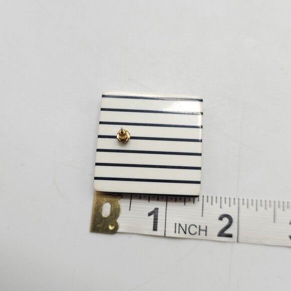 Vintage Orange Black Striped Acrylic Square 1980s Clip-On Earrings - Picture 6 of 6